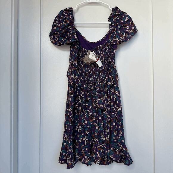 NWT Band Of The Free Womens Purple Ivory Floral Coraline Mini Dress Size XS - Picture 5 of 11